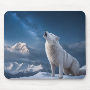 Wolf Wild Majestic Animal On A Starry Galaxy Night Mouse Pad