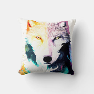 Wolf Wild Nature Animal Color Art Painting Cushion