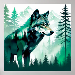 Wolf Wildlife Animal Nature Environment Forest Art Poster