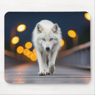 Wolf Wildlife Animal On Street Outdoors Mouse Pad