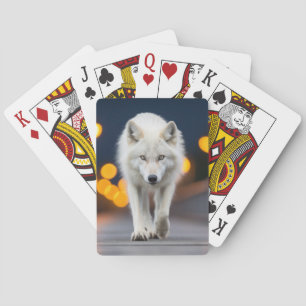 Wolf Wildlife Animal On Street Outdoors  Playing Cards