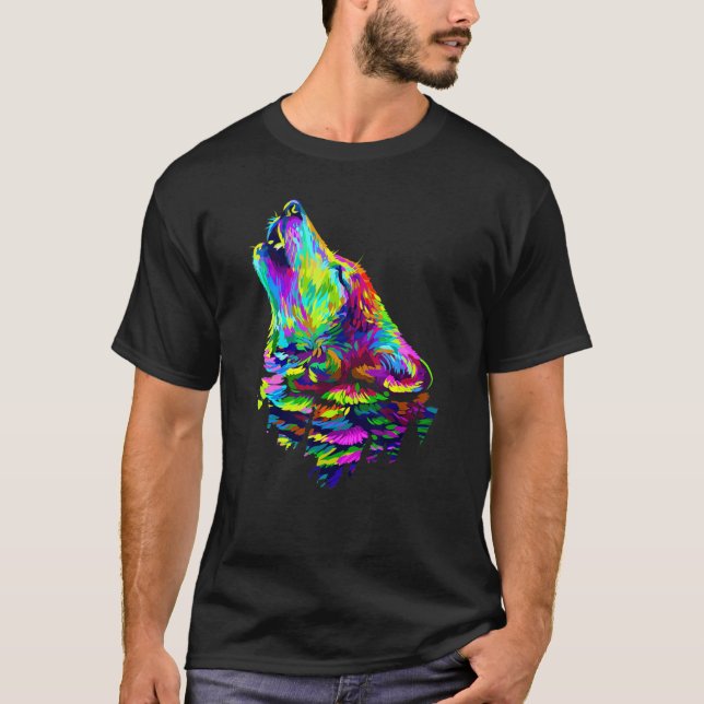 Wolf Wildlife Colourful Wolves Wild Animal T-Shirt (Front)
