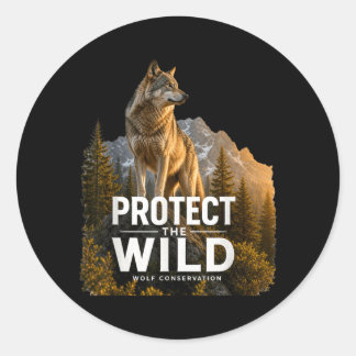 Wolf Wildlife Graphic Nature Conservation Animal Classic Round Sticker