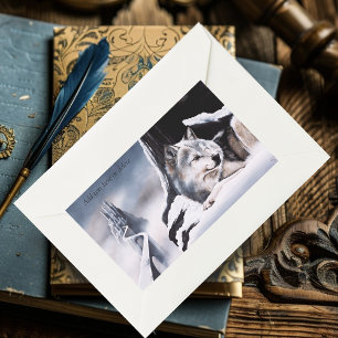 Wolf Winter Castle Fantasy Rectangular Sticker