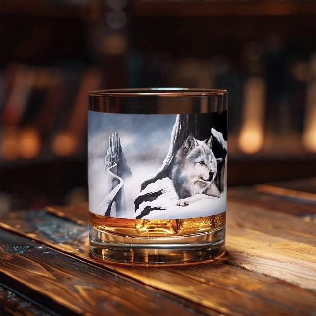 Wolf Winter Castle Fantasy Whiskey Glass (Creator Uploaded)