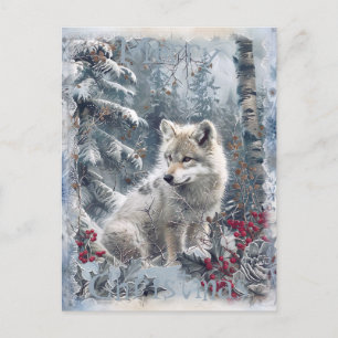 Wolf Winter Christmas Holiday Postcard