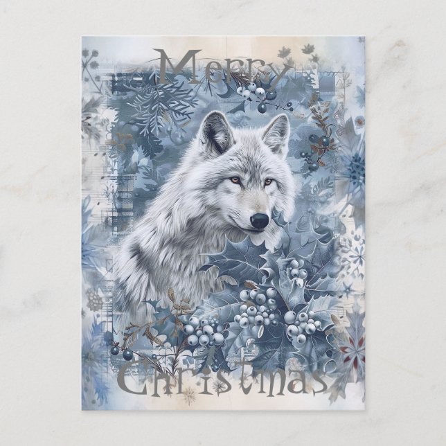 Wolf Winter Christmas Holiday Postcard (Front)