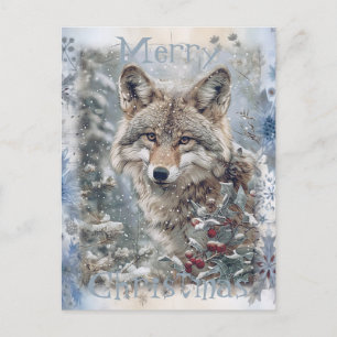 Wolf Winter Christmas Holiday Postcard