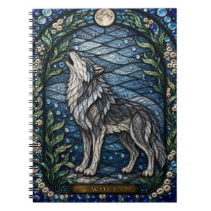 Wolf Winter Forest Illumina Stained Glass Notebook