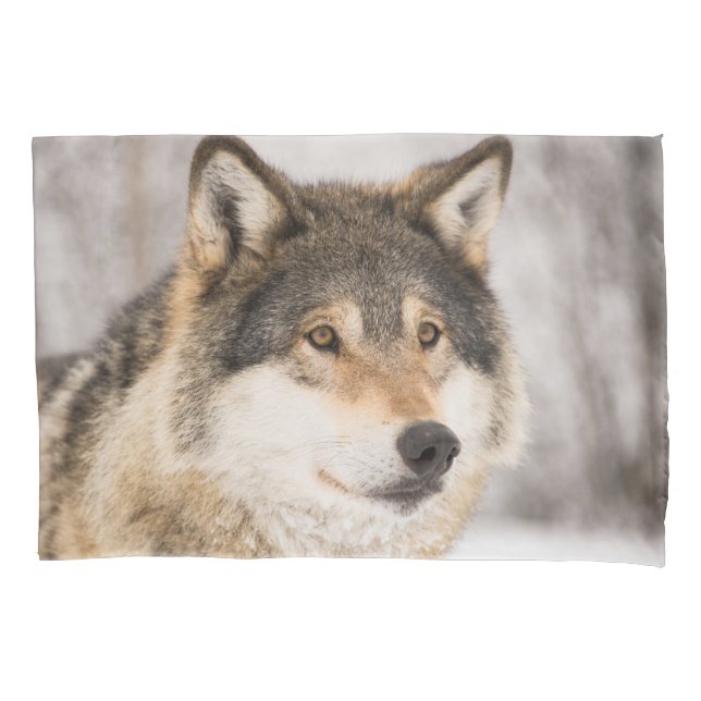 Wolf winter forest snow wildlife pillowcase (Front)