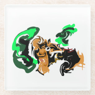 Wolf winter joy glass coaster
