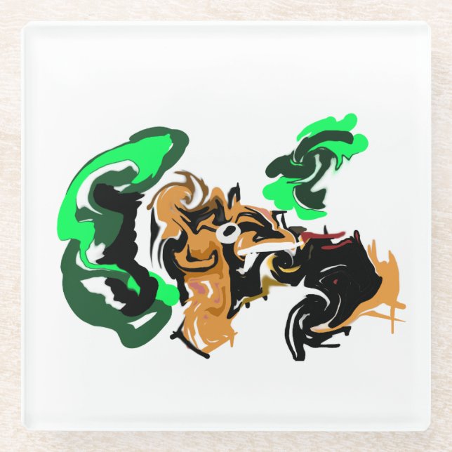 Wolf  winter  joy glass coaster (Front)