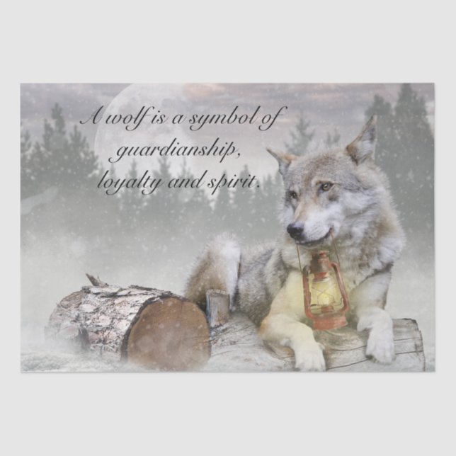 Wolf Winter Snow Forest Moon Landscape Tissue Paper (Front)