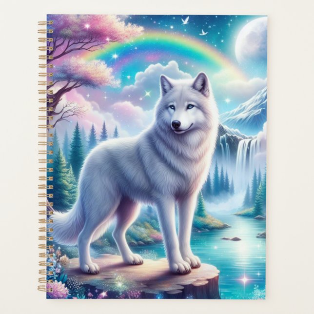 Wolf with a Rainbow and Waterfall Planner (Front)
