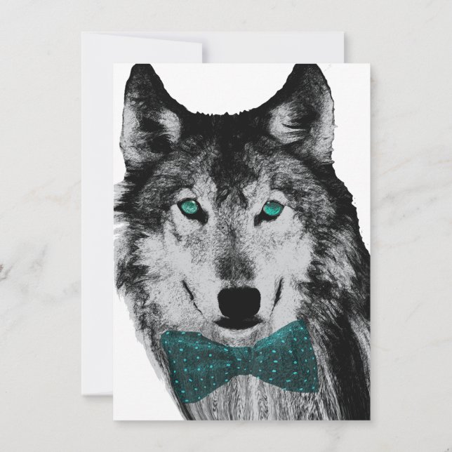 Wolf with Blue Eyes Invitation (Back)