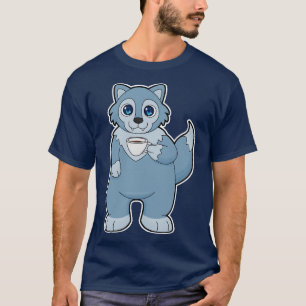 Wolf with Cup of Coffee T-Shirt