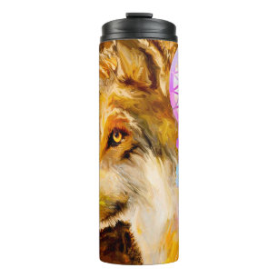 Wolf with Dreamcatcher Thermal Tumbler
