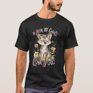 wolf with flowers cute wolves animal moon alpha by T-Shirt