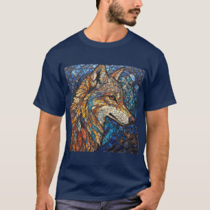 Wolf with Vibrant Colourful Glass Pieces T-Shirt