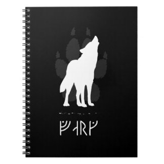 Wolf with viking runes notebook