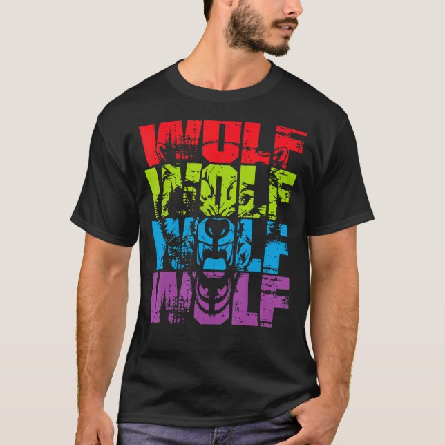 Wolf  Wolf  Retro Style Vintage T-Shirt (Front)