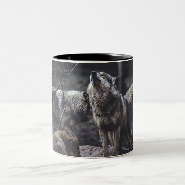 Wolf Wolf Wolf Two-Tone Coffee Mug (Center)
