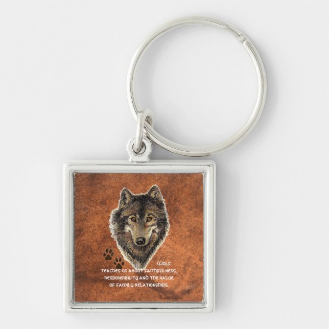 Wolf, Wolves Animal Totem, Nature Guide Key Ring (Front)