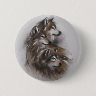 wolf wolves animals,wildlife,wildlife art,nature, 6 cm round badge