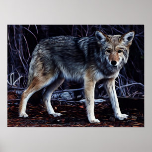 Wolf Wolves Beautiful Watercolor  Poster
