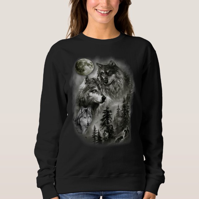 Wolf Wolves Family Moon Animal Dog 1 Sweatshirt (Front)