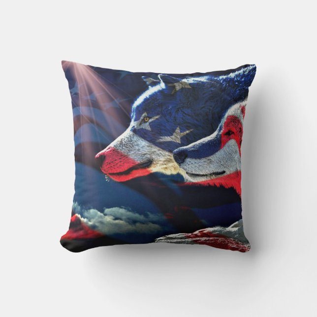 Wolf Wolves Full Moon Cushion (Front)