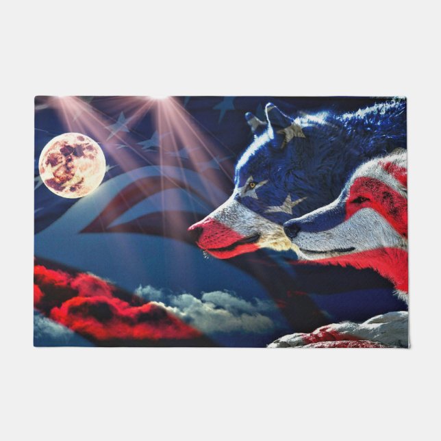 Wolf Wolves Full Moon Doormat (Front)