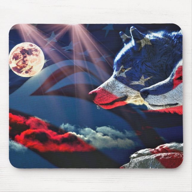 Wolf Wolves Full Moon Mouse Pad (Front)