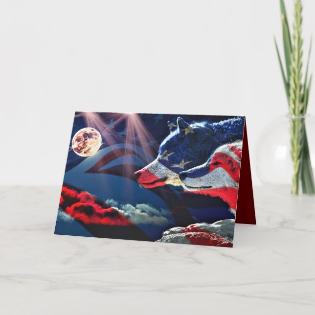 Wolf Wolves Full Moon Note Card (Front)