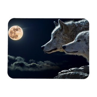 Wolf Wolves Howling at the Full Moon Fridge Magn Magnet