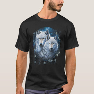 Wolf Wolves in Forest by Night Moon Fantasy Art Wi T-Shirt