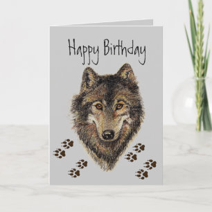 Wolf , Wolves,Tracks Animal Birthday Card