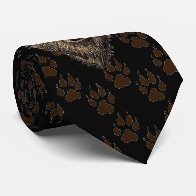 Wolf, Wolves Wild Animal Tracks Footprints Tie (Rolled)