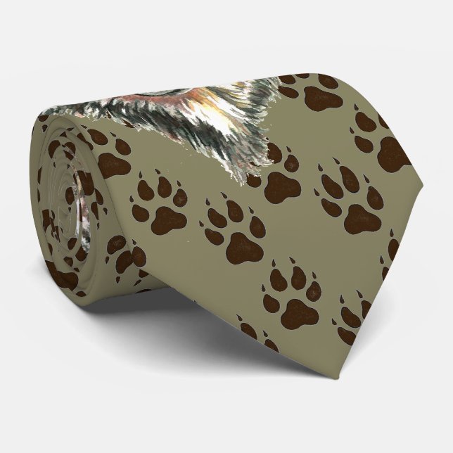 Wolf, Wolves Wild Animal Tracks Footprints Tie (Rolled)