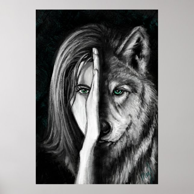 Wolf Woman - Emotion Poster Print - Painting Art (Front)