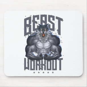 Wolf Workout Beast Gym Fitness Bodybuilding Muscle Mouse Pad