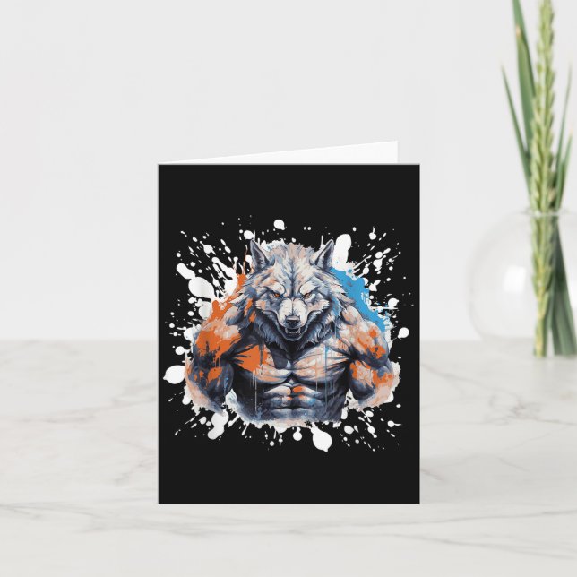 Wolf Workout Gym Fighter Bodybuilder  Card (Front)