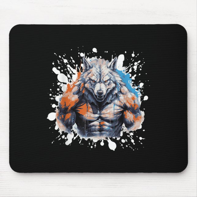Wolf Workout Gym Fighter Bodybuilder  Mouse Pad (Front)