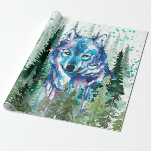 Wolf Wrapping Paper   Colourful Watercolor Wolf 