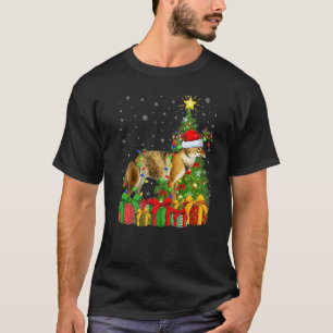 Wolf  Xmas Holiday Santa Wolf Christmas Tree T-Shirt