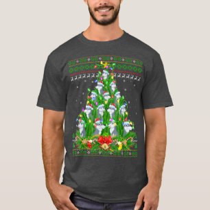 Wolf Xmas Lighting Tree Santa Wolf Ugly Christmas T-Shirt