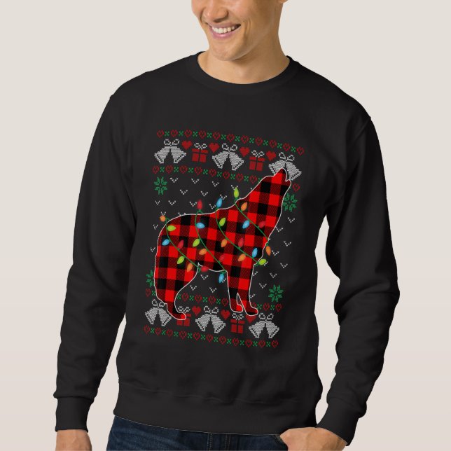Wolf     Xmas Lights Ugly Christmas Sweater (Front)