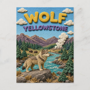 Wolf Yellowstone Valley Modern KlayKoo Postcard