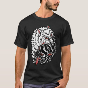 Wolf Yin Yang American Traditional Ink Old School T-Shirt