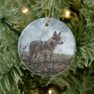 Wolfdog Ceramic Ornament